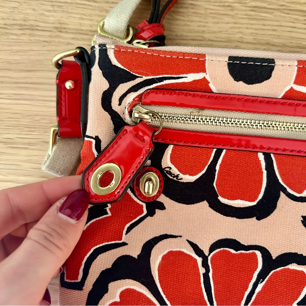 Coach Orange Floral Canvas Crossbody Bag - Picture 2 of 5